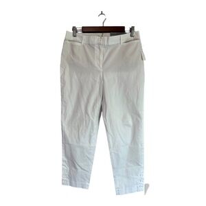 NWT TALBOTS Slim Leg Perfect Crop White Cotton Stretch Pants Size 6